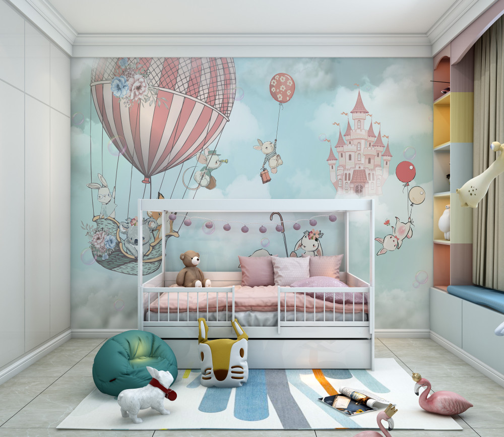 Fototapeta lot zwierząt na tle zamku