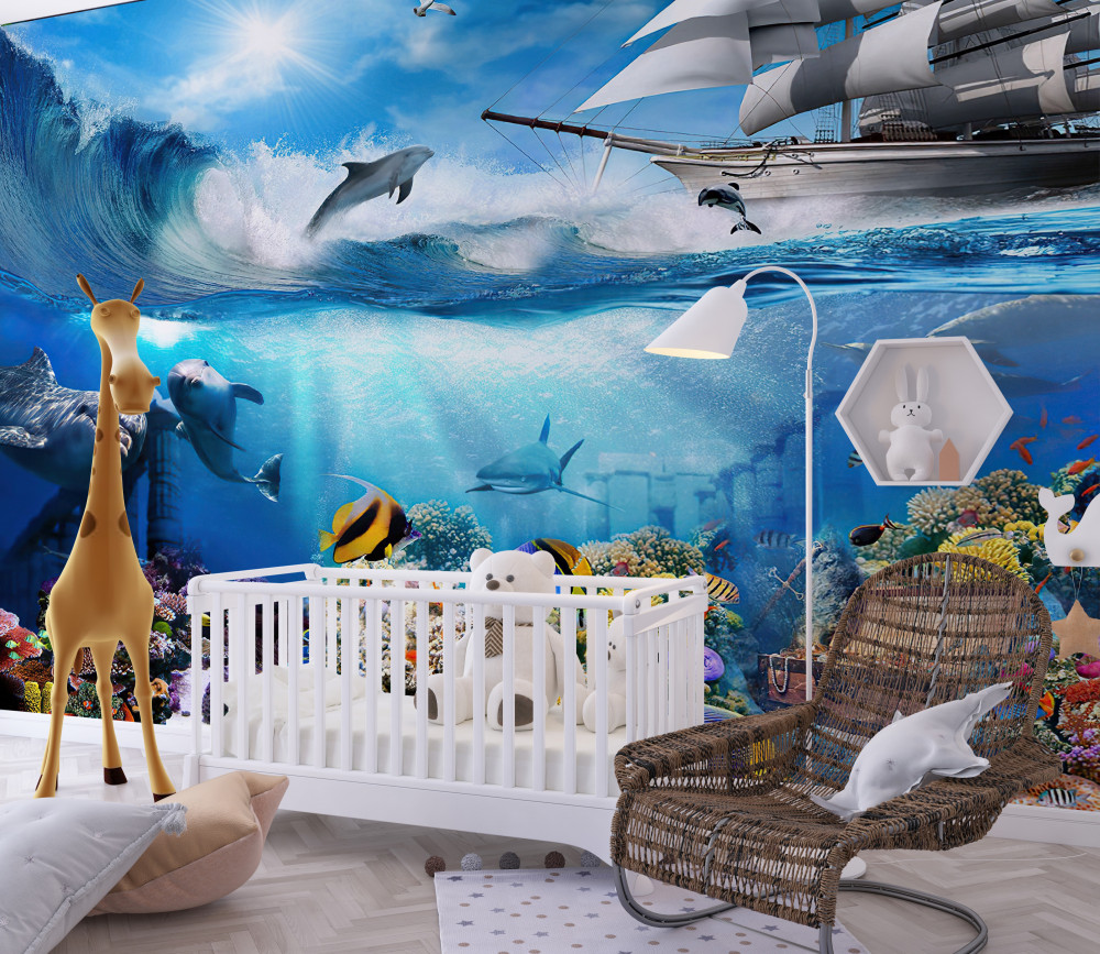 Fototapeta statek i wodny świat pod nim