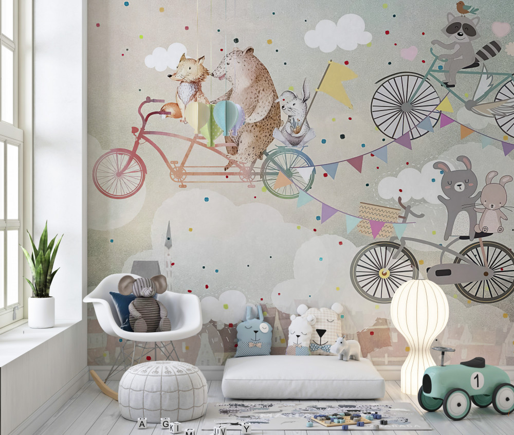 Fototapeta zwierzęta na rowerach