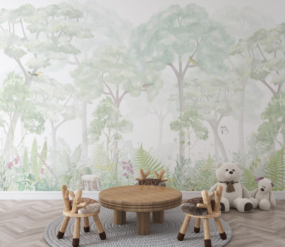 Fototapeta blada leśna akwarela