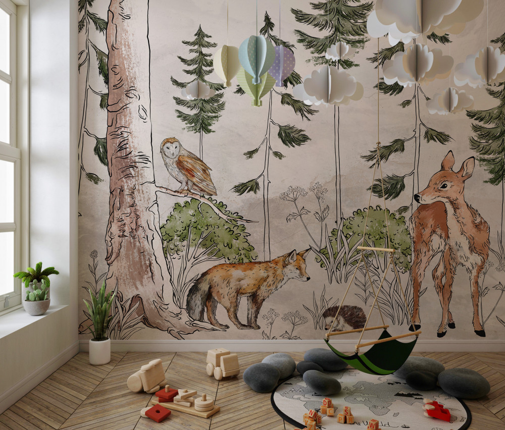 Fototapeta zwierzęta spacerujące po lesie