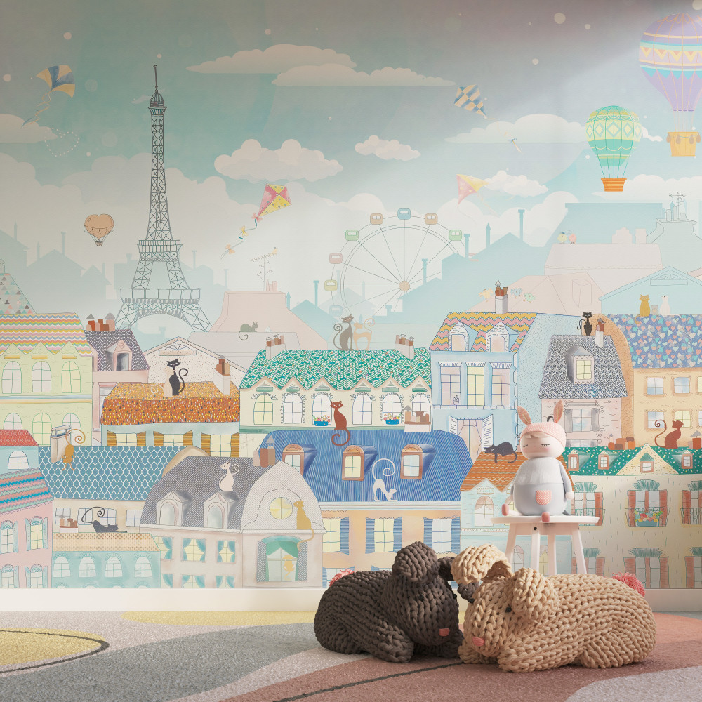 Fototapeta koty na dachach podziwiające widoki Paryża