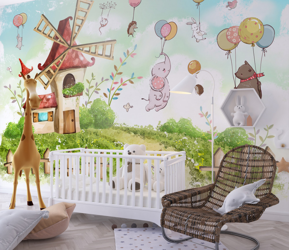 Fototapeta zwierzęta latają na balonach