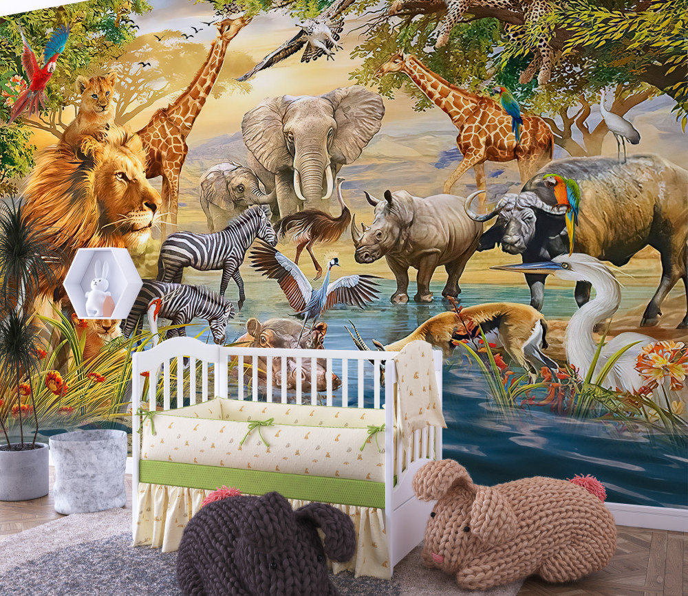 Fototapeta Afrykańskie zwierzęta przy wodopoju