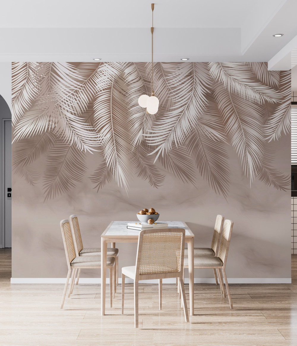 Fototapeta zwisające białe liście palmowe