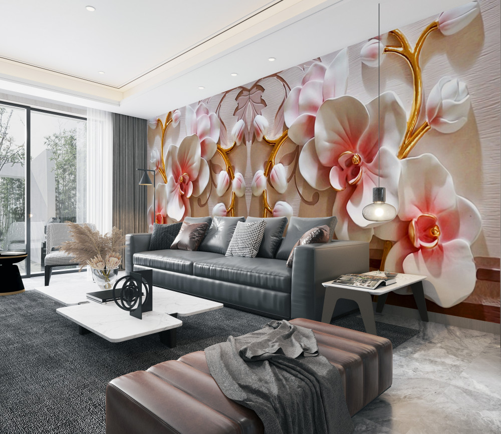 Fototapeta białe kwiaty orchidei z czerwonym środkiem