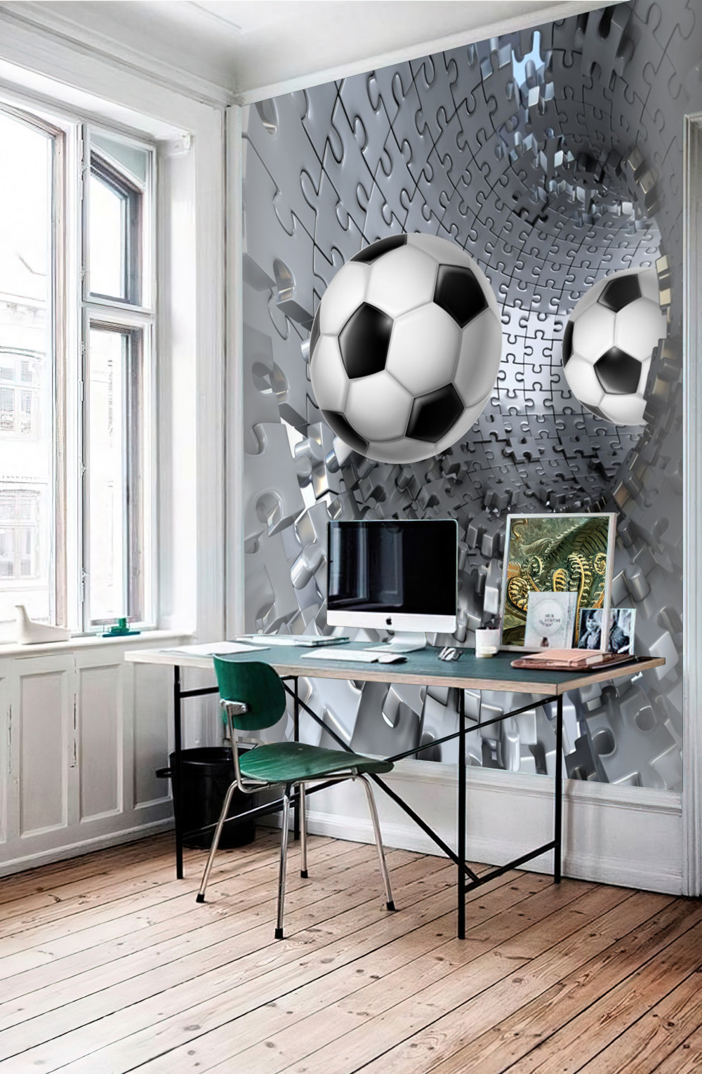 Fototapeta piłka nożna w wirze kawałków mozaiki