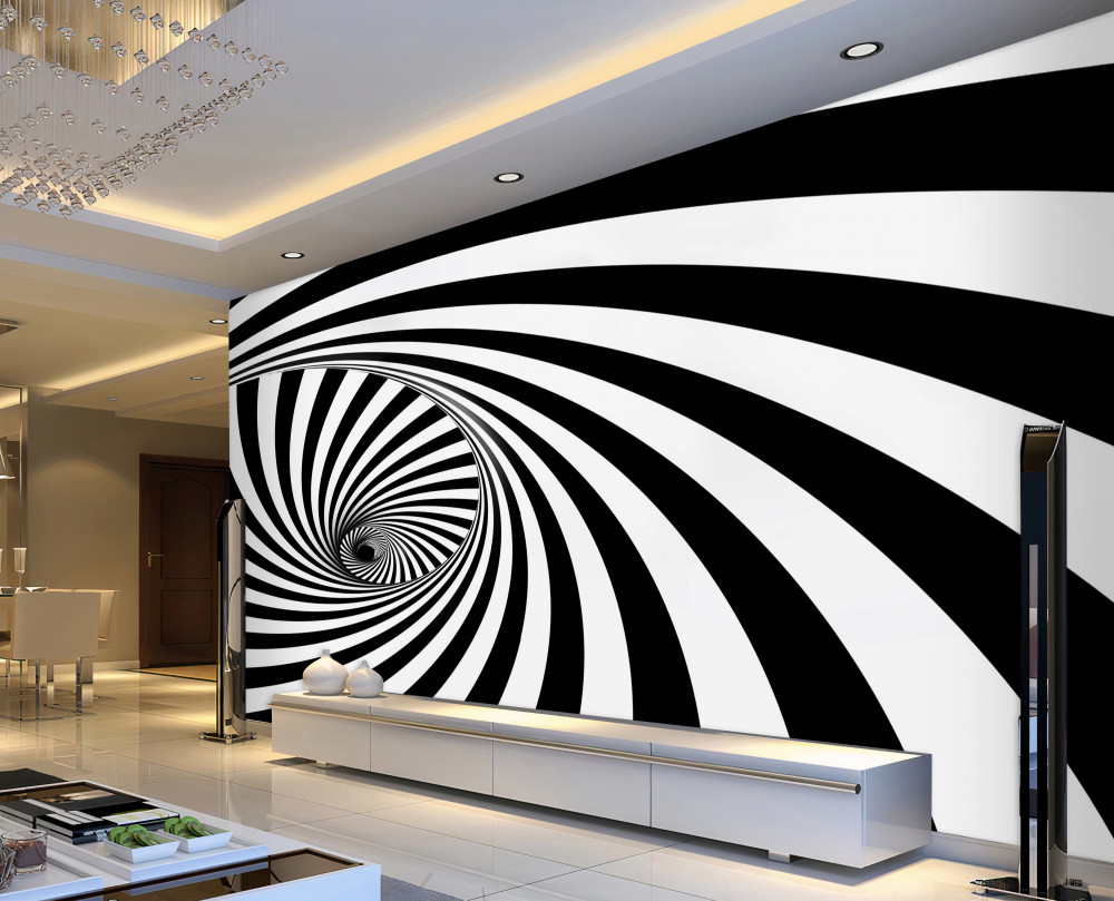 Fototapeta czarno-białe paski układające się w wir