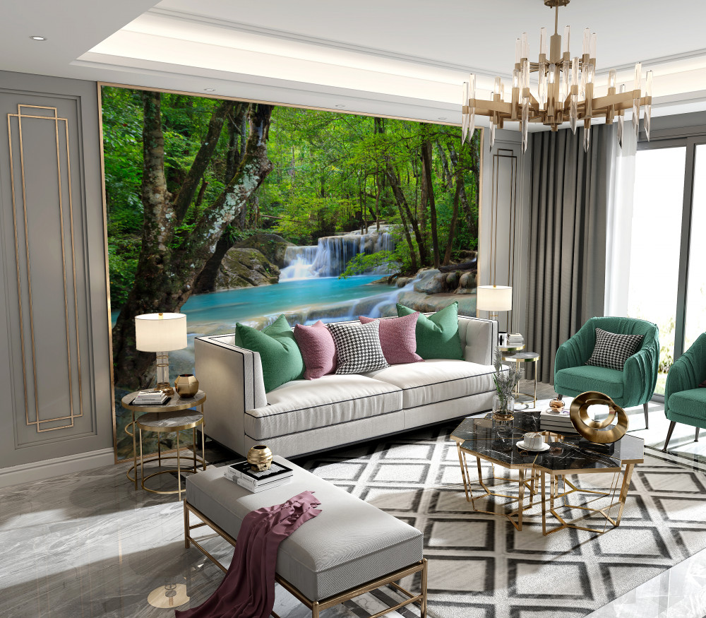 Fototapeta czyste, błękitne wody leśnego wodospadu