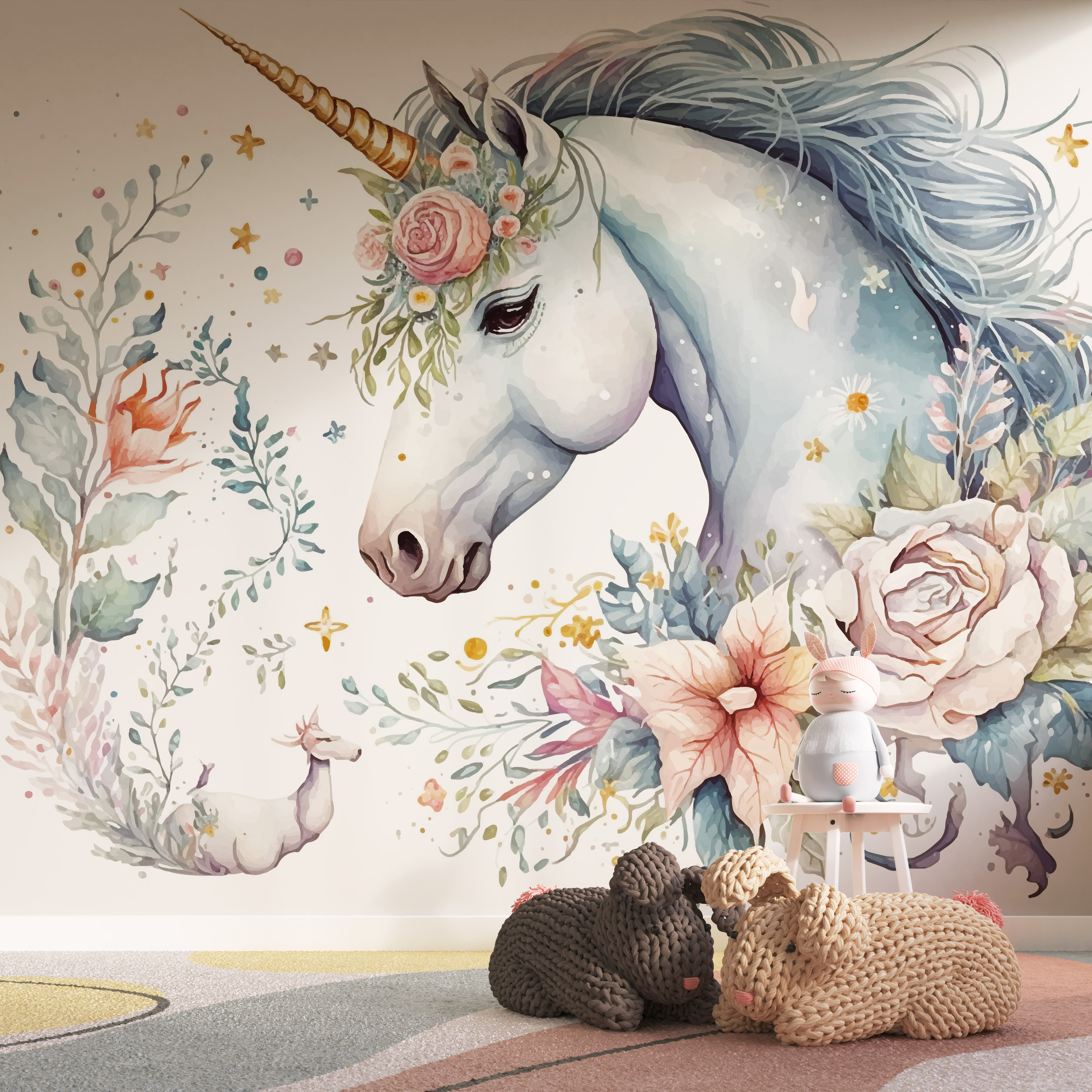 Fototapeta Jednorożec w kwiatach