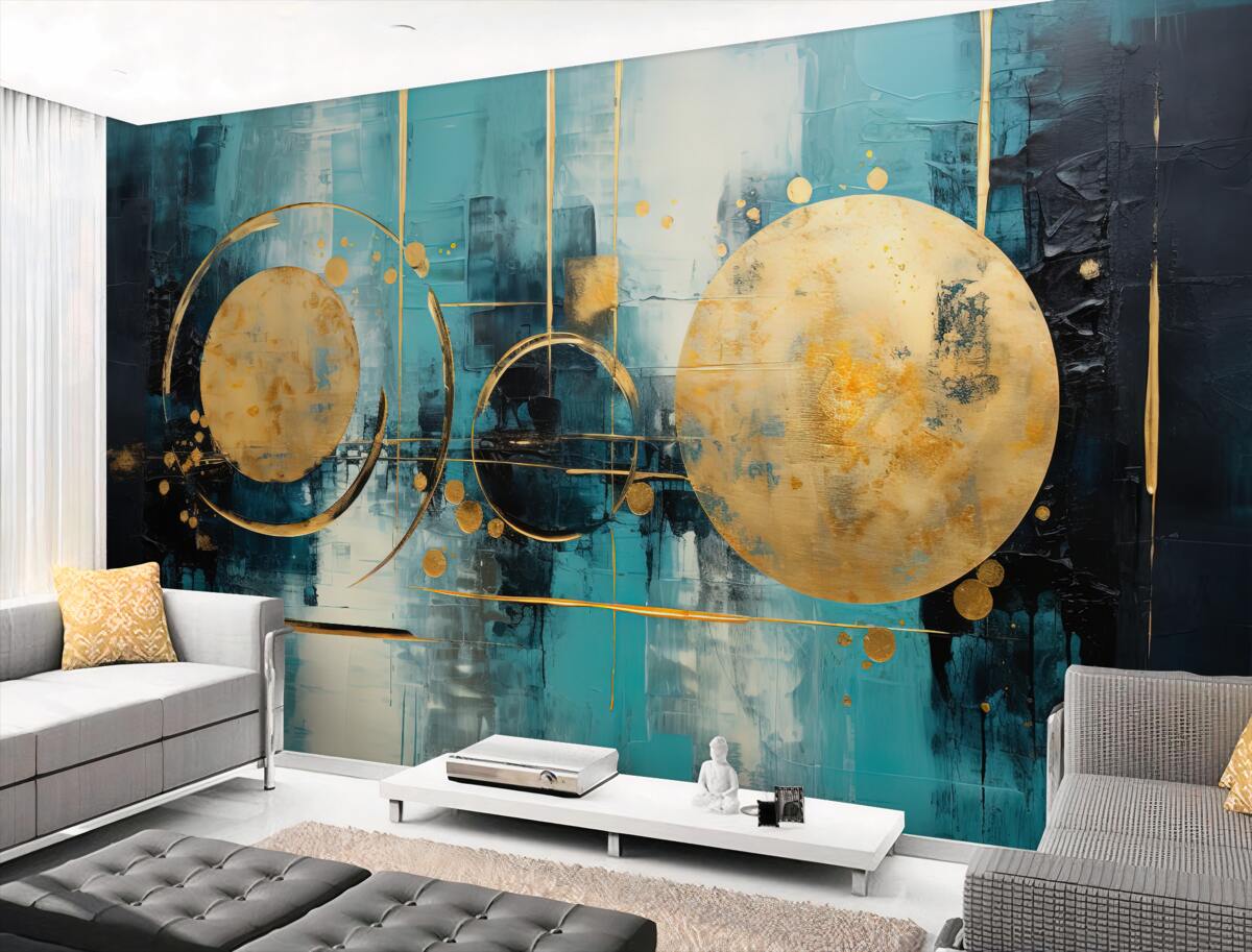 Fototapeta Abstrakcja złoto-turkusowa