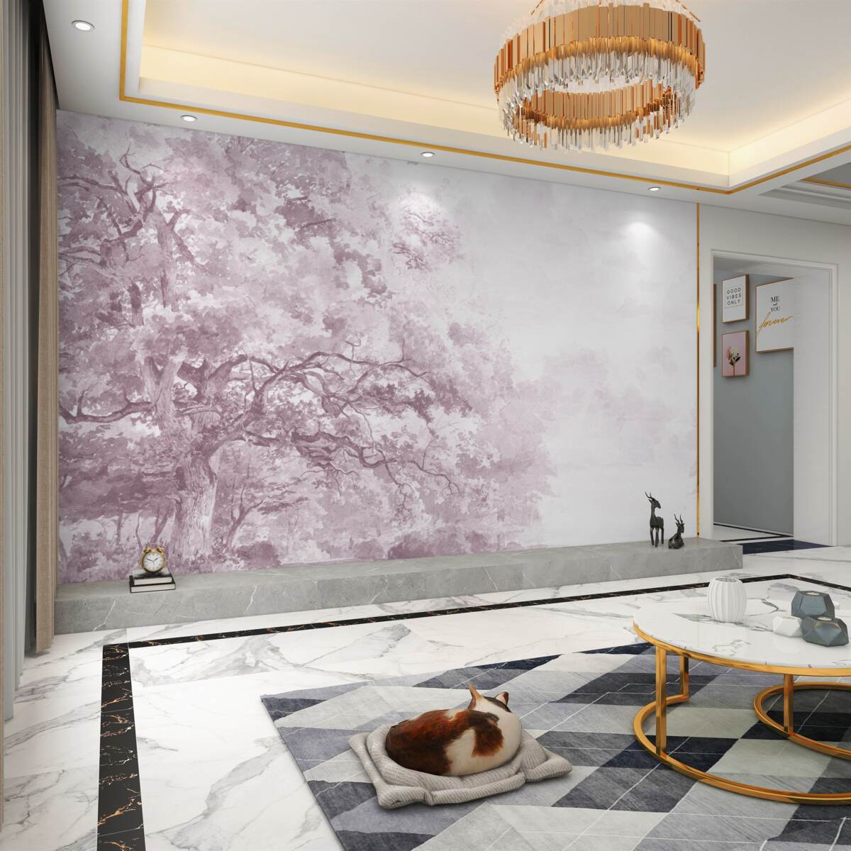 Fototapeta Mgła w porannym lesie