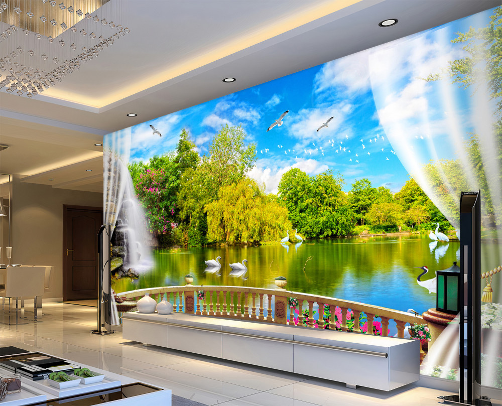 Fototapeta taras z pięknym widokiem na Jezioro Łabędzie