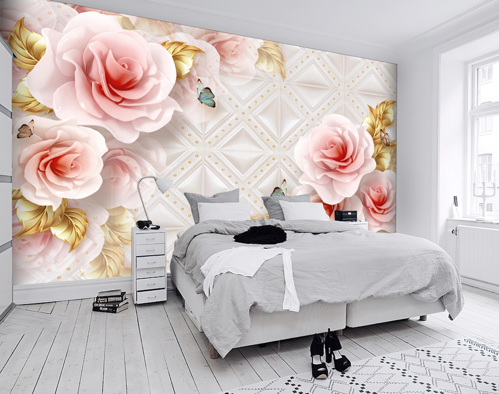 Fototapeta luksusowe jasnoróżowe pąki róż