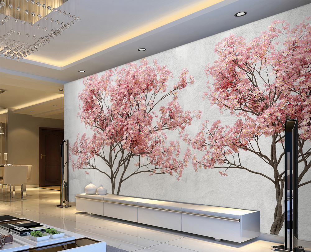 Fototapeta różowa sakura w mglisty poranek