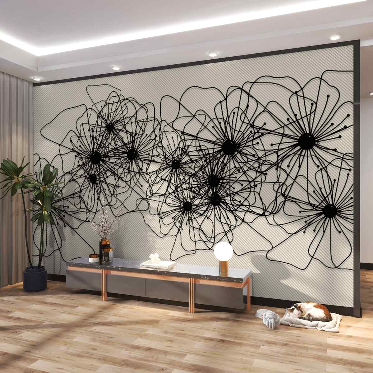 Fototapeta kwiaty maku na brązowym tle abstrakcji