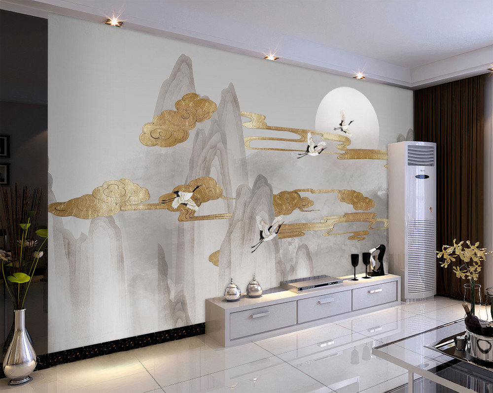 Fototapeta żurawie latają nad szarymi szczytami