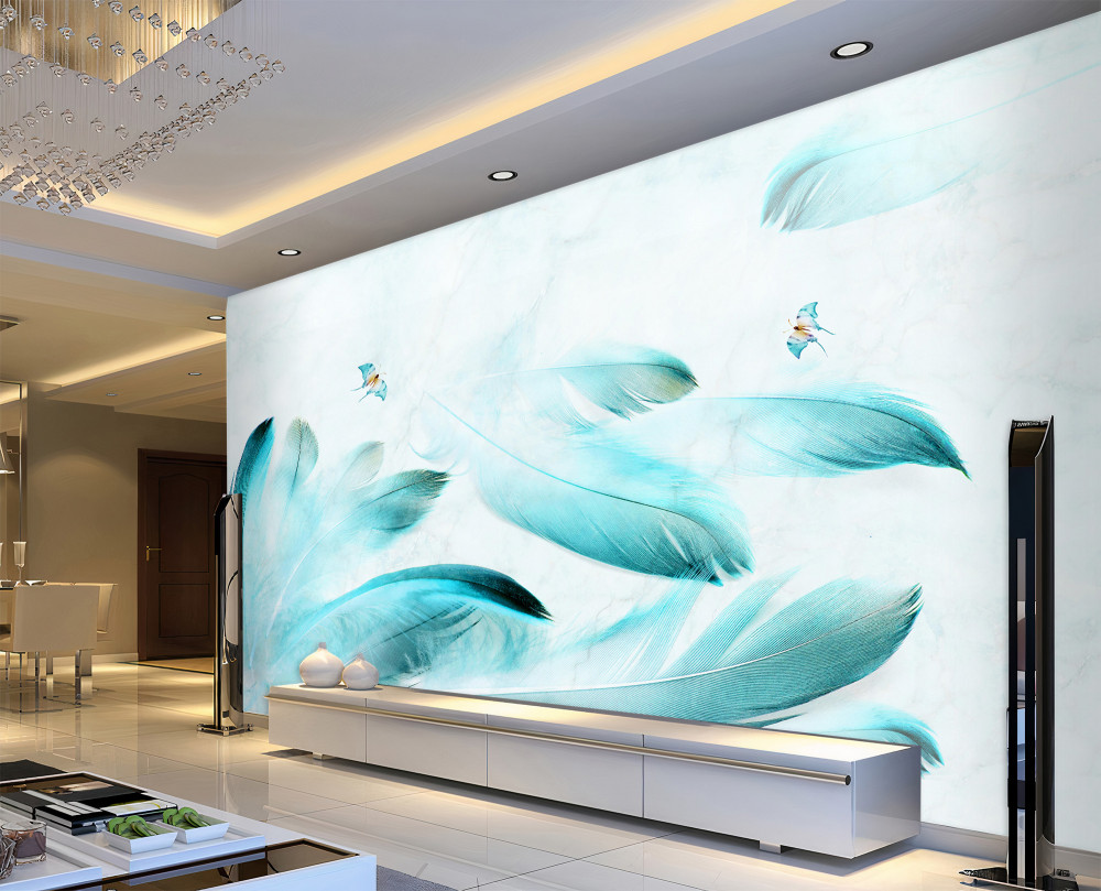 Fototapeta niebieskie pióra fruwają na wietrze