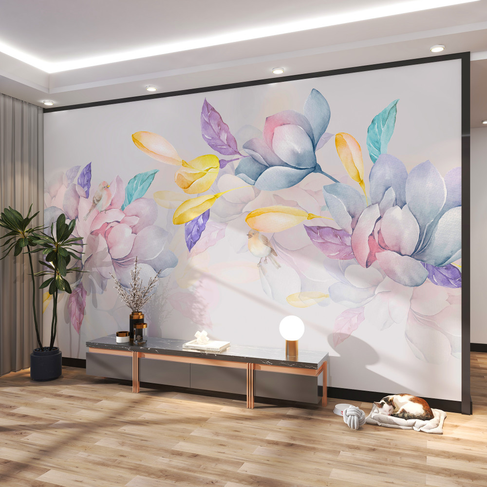 Fototapeta gałąź jaskrawoczerwonych kwiatów