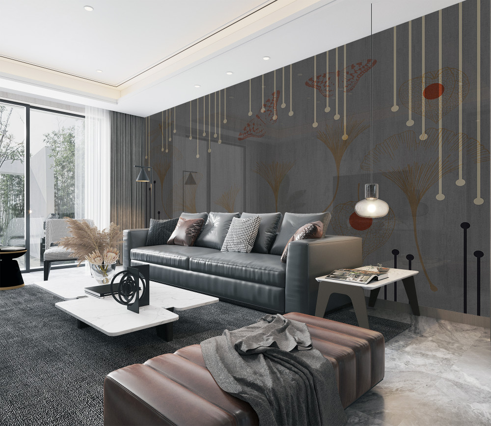 Fototapeta zbiegające się pionowe linie na szarym tle