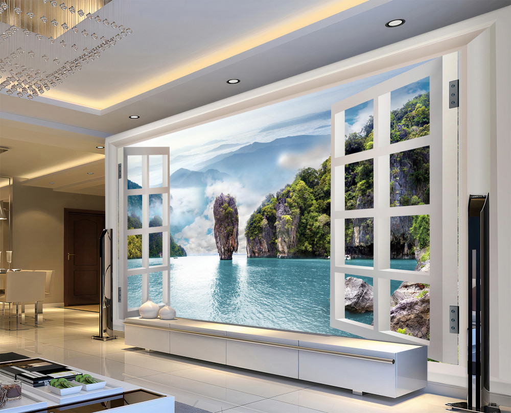 Fototapeta Okno z widokiem na klify i spokojne wody morza