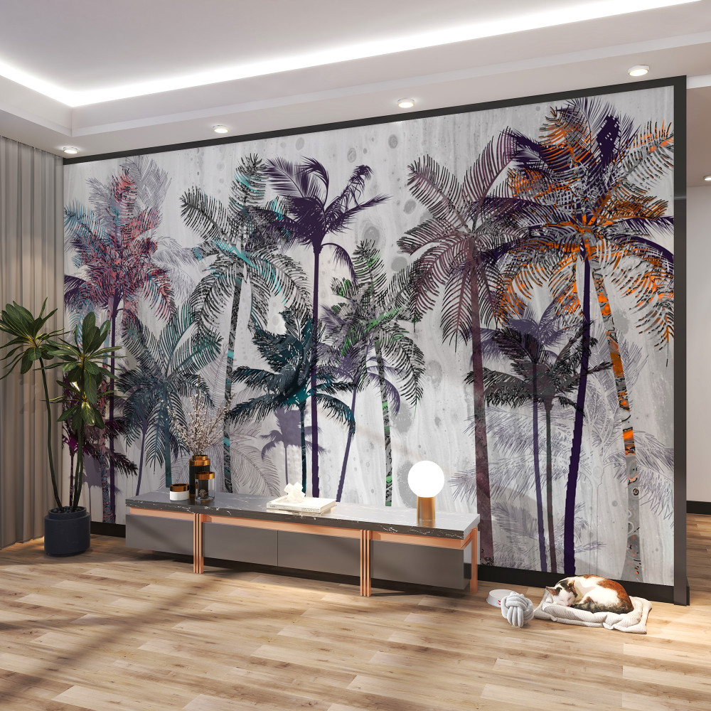 Fototapeta ulewny deszcz w palmach