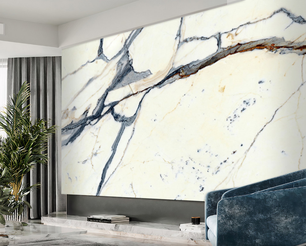 Fototapeta jasny marmur z czarnymi farbami