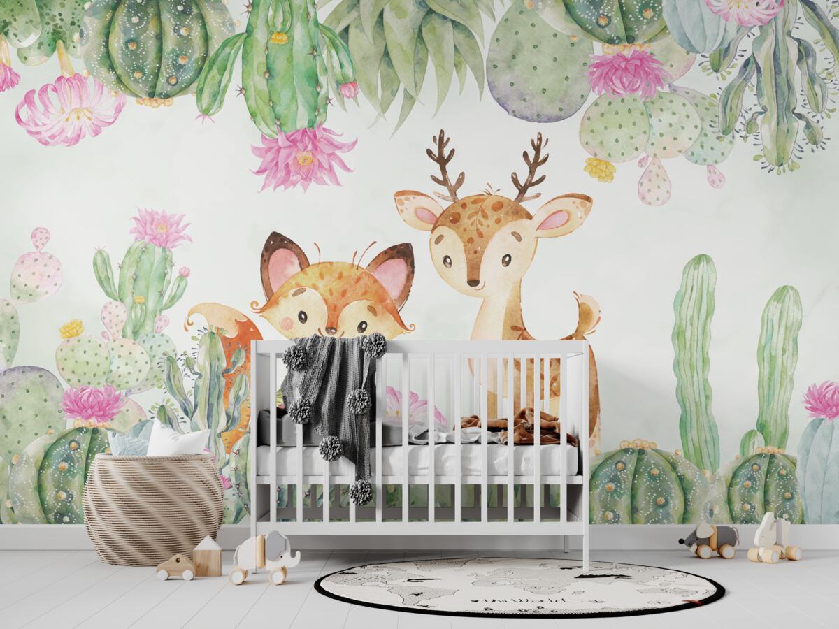 Fototapeta Mały lis i jeleń