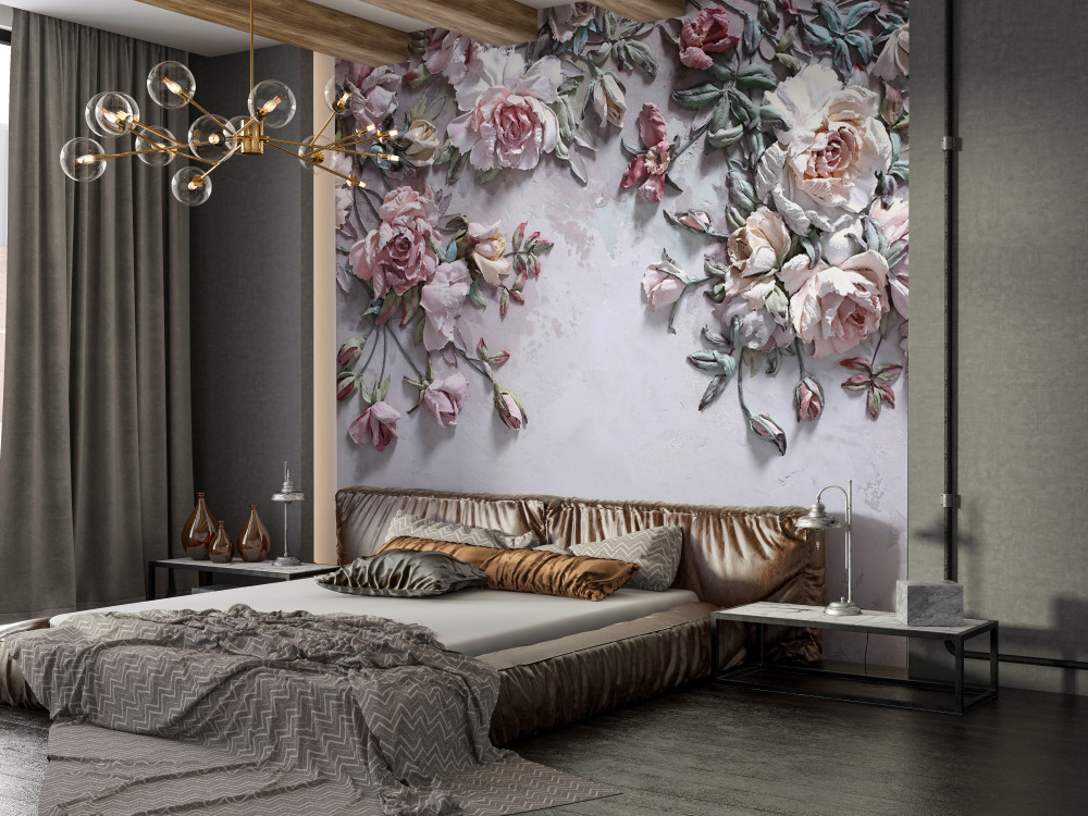 Fototapeta kwitnące kwiaty w mglisty poranek