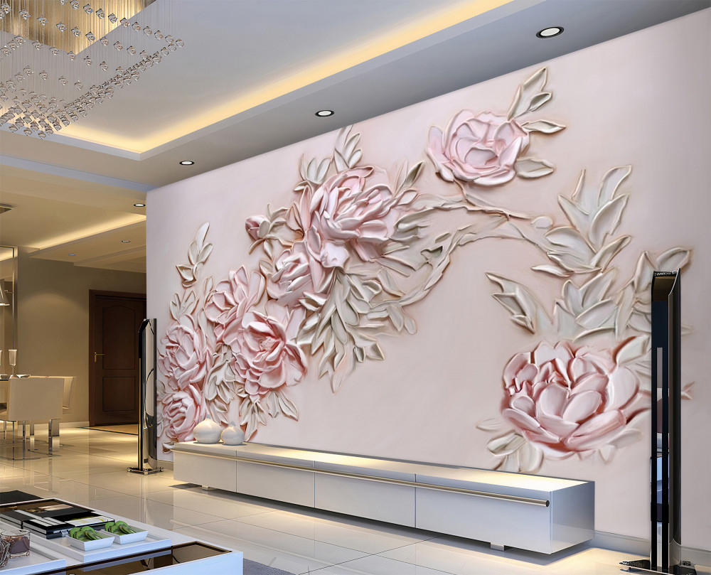 Fototapeta gałąź różowych kwiatów z zielonymi liśćmi