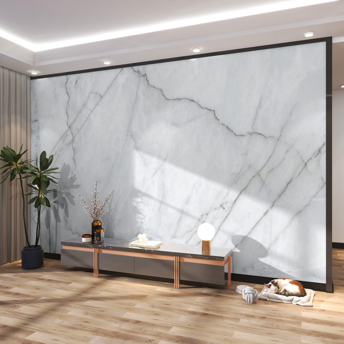 Fototapeta szary marmur z czarnymi przekładkami