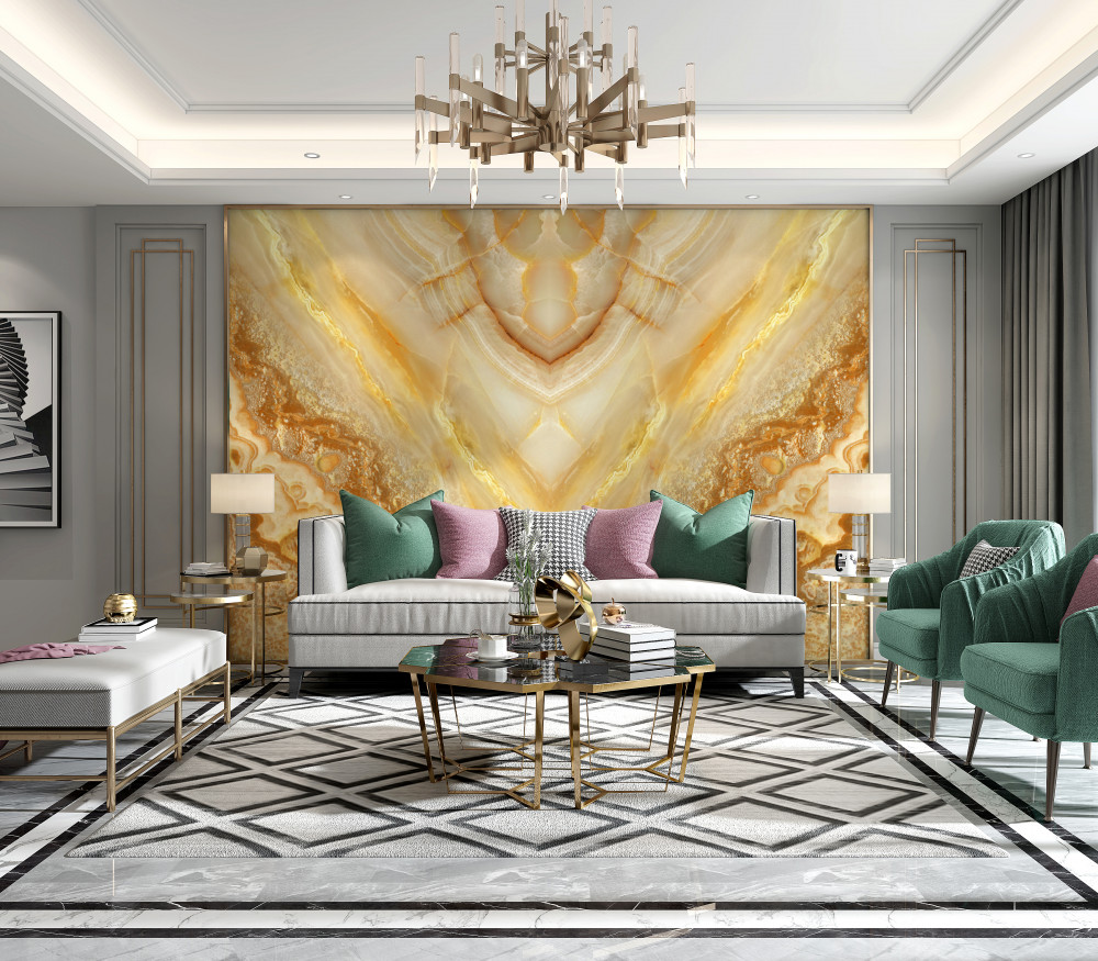 Fototapeta bursztyn wycięty z kamienia na marmurze