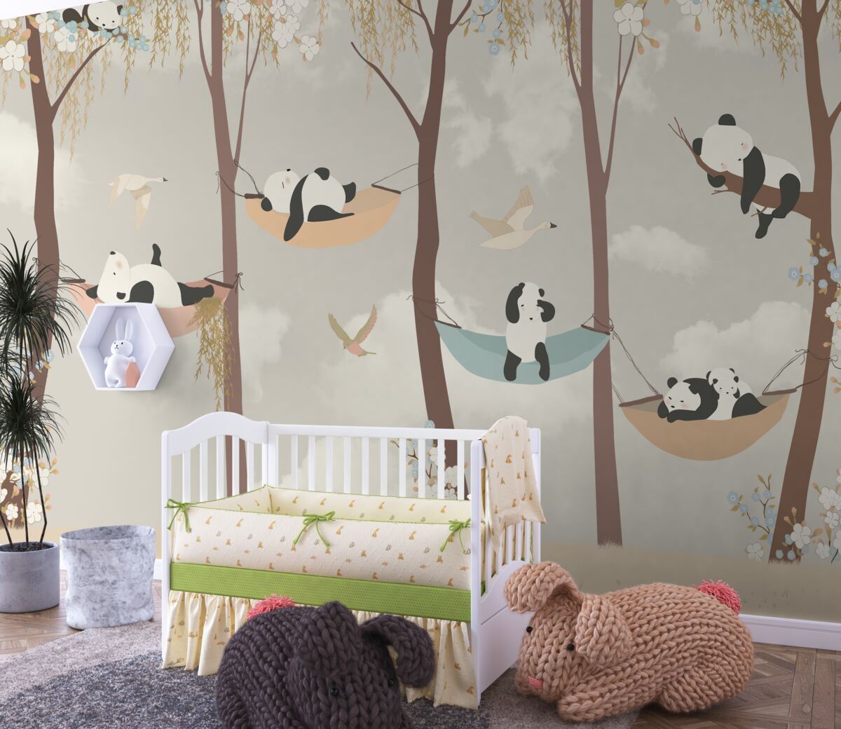 Fototapeta Panda odpoczywa na hamakach