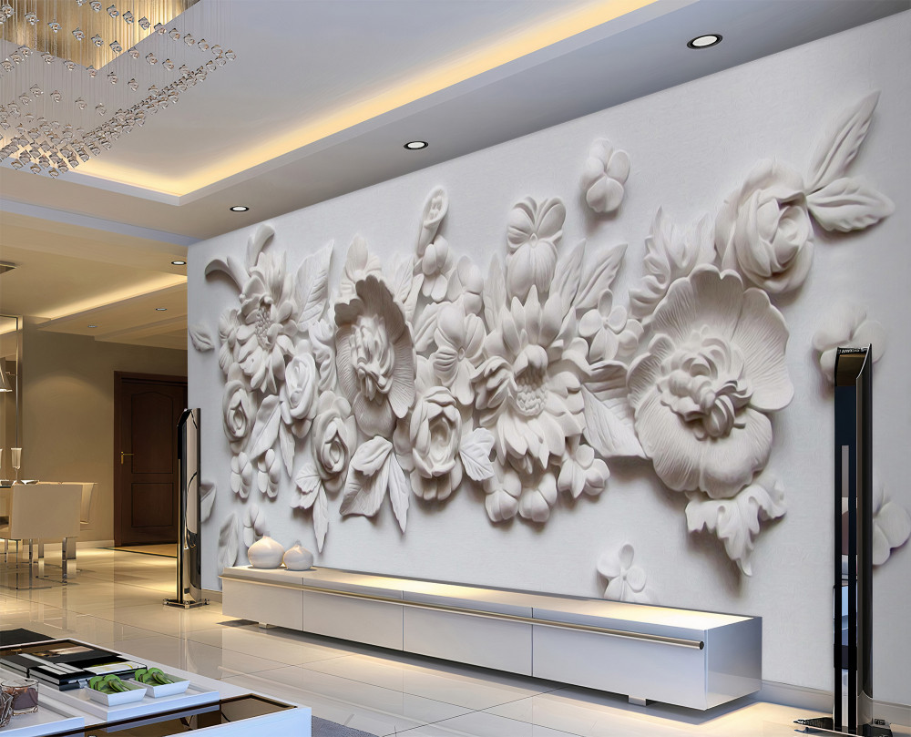 Fototapeta płaskorzeźba z białymi kwiatami