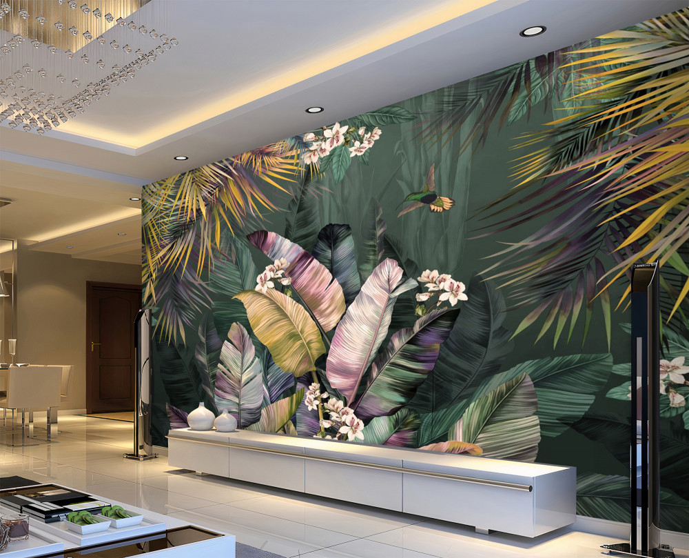 Fototapeta rośliny w kształcie piór w nocnym lesie