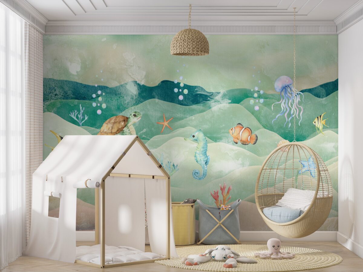 Fototapeta Różne zwierzęta morskie i ryby