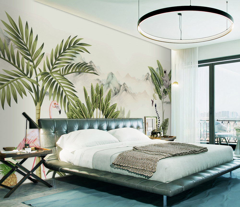 Fototapeta tropiki i różowe flamingi