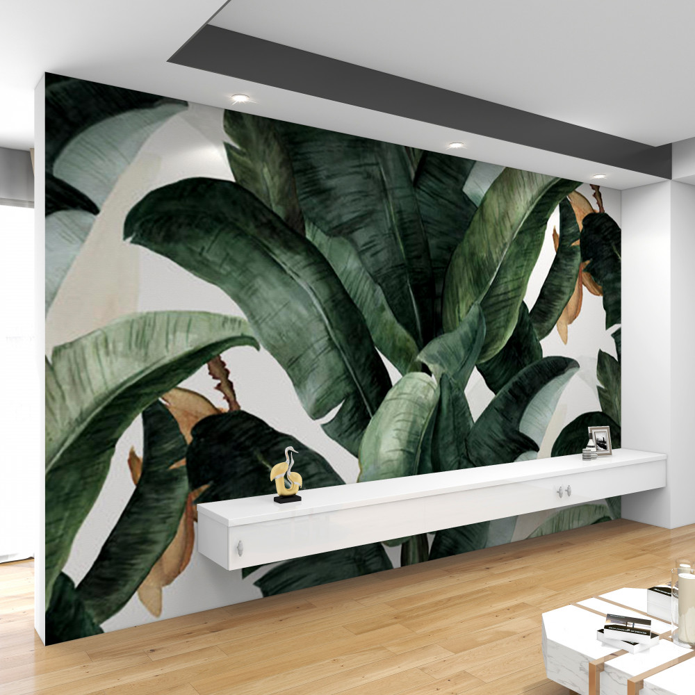 Fototapeta duże ciemnozielone liście tropikalne