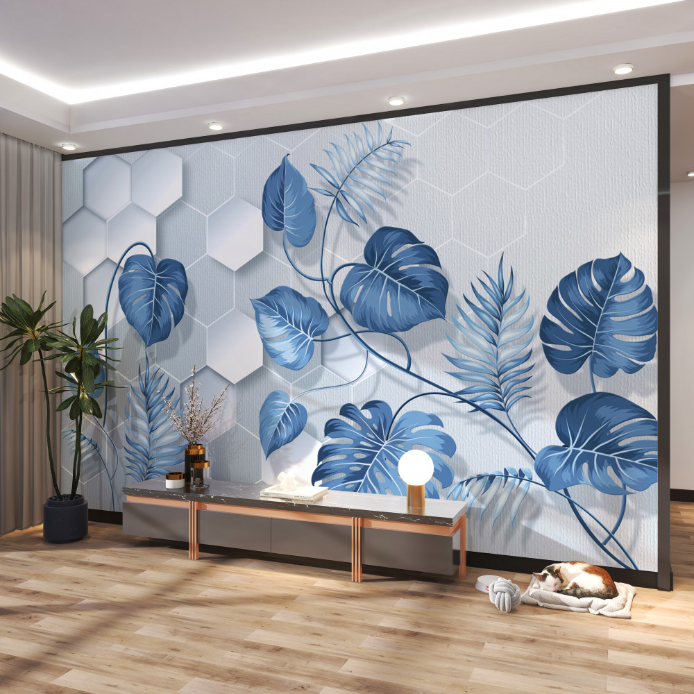 Fototapeta Monstera pozostawia na abstrakcyjnym tle