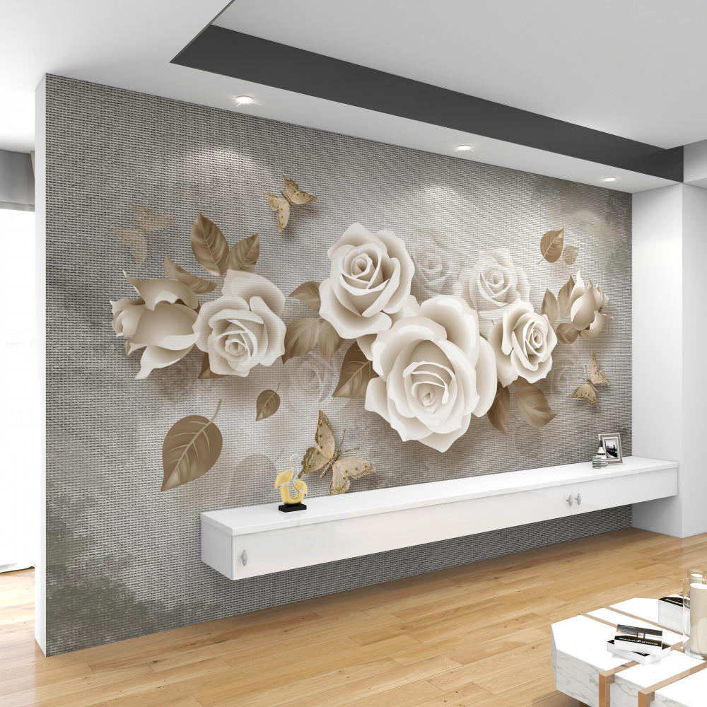 Fototapeta delikatna gałązka kremowych róż