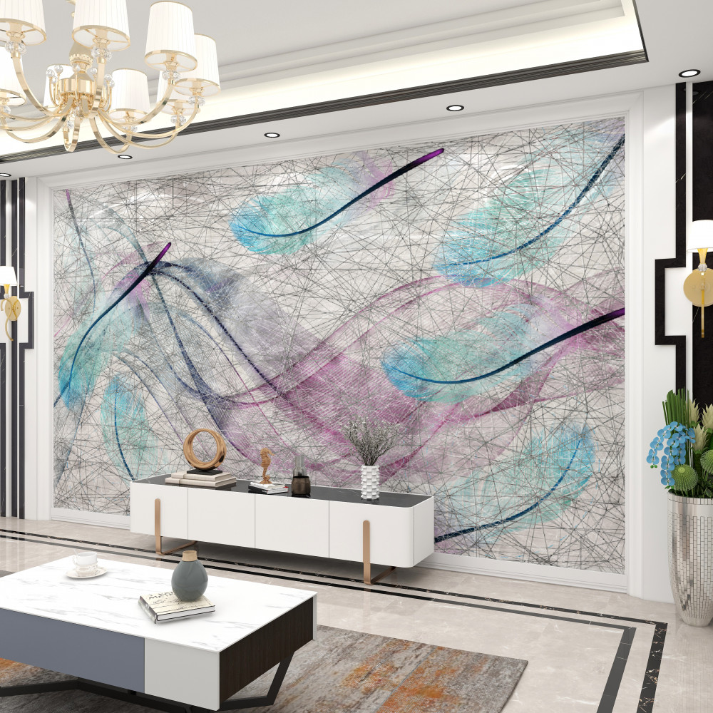 Fototapeta kolorowe pióra abstrakcji i fale