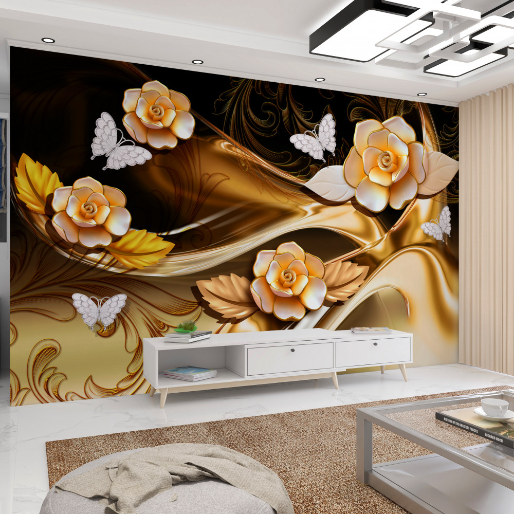 Fototapeta kremowe kwiaty magnolii na delikatnych gałązkach