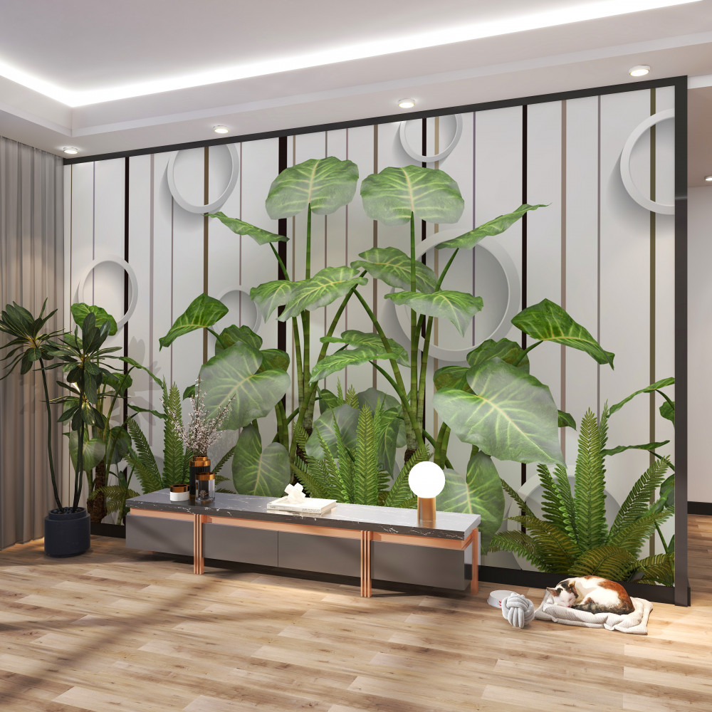 Fototapeta zielona roślinność na abstrakcyjnym tle