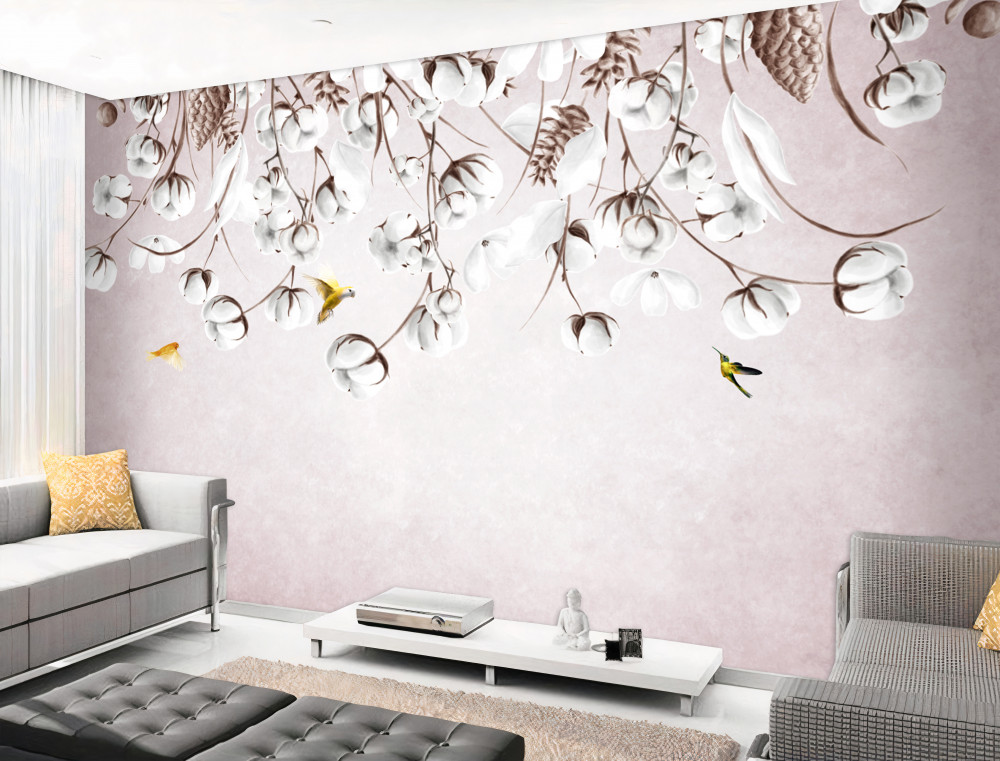 Fototapeta biała bawełna na jasnym tle