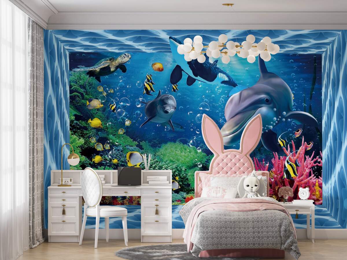 Fototapeta Podwodny świat z delfinami