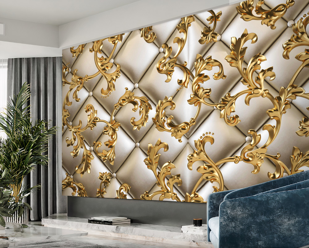 Fototapeta złote gałęzie nad teksturą