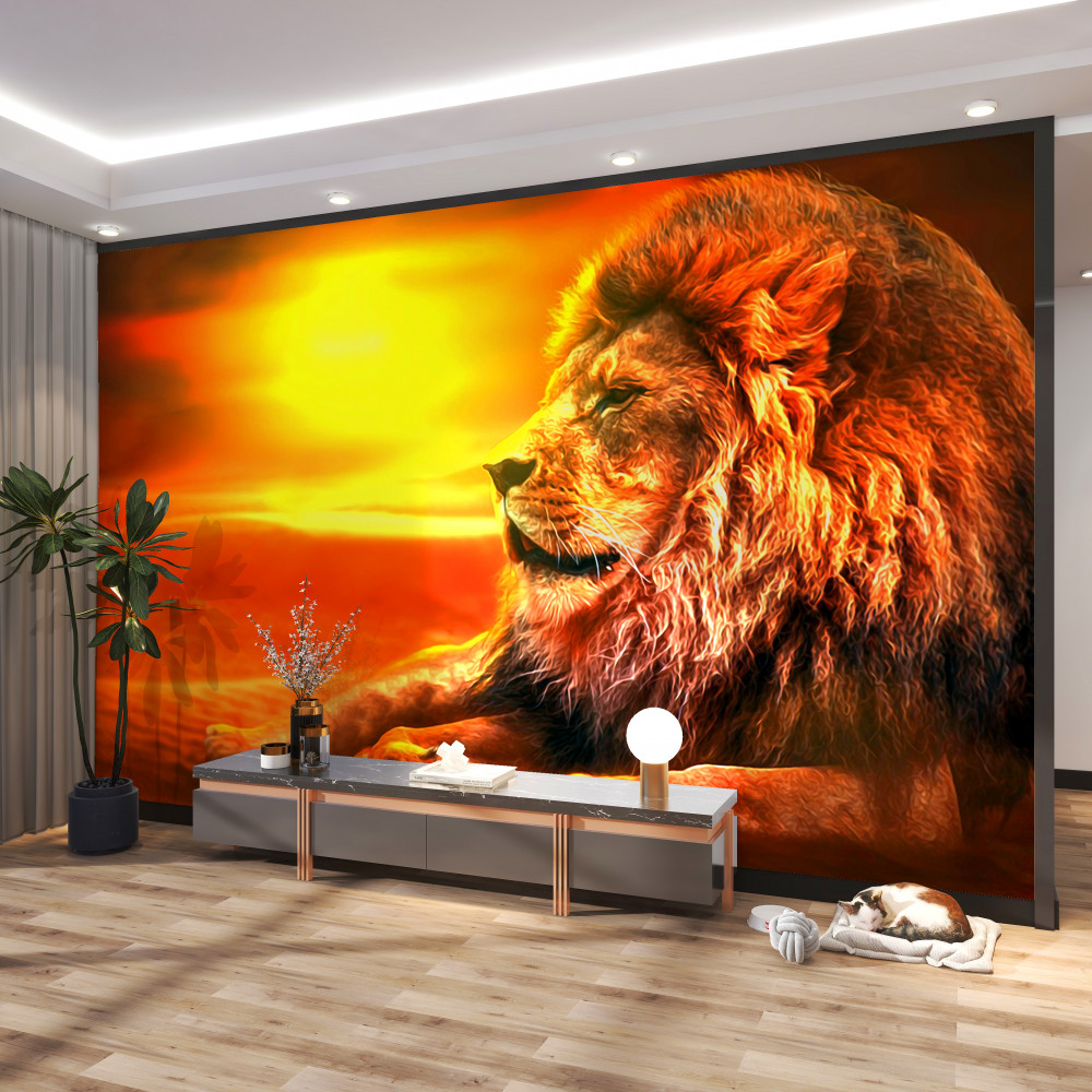 Fototapeta stary tygrys oglądający zachód słońca