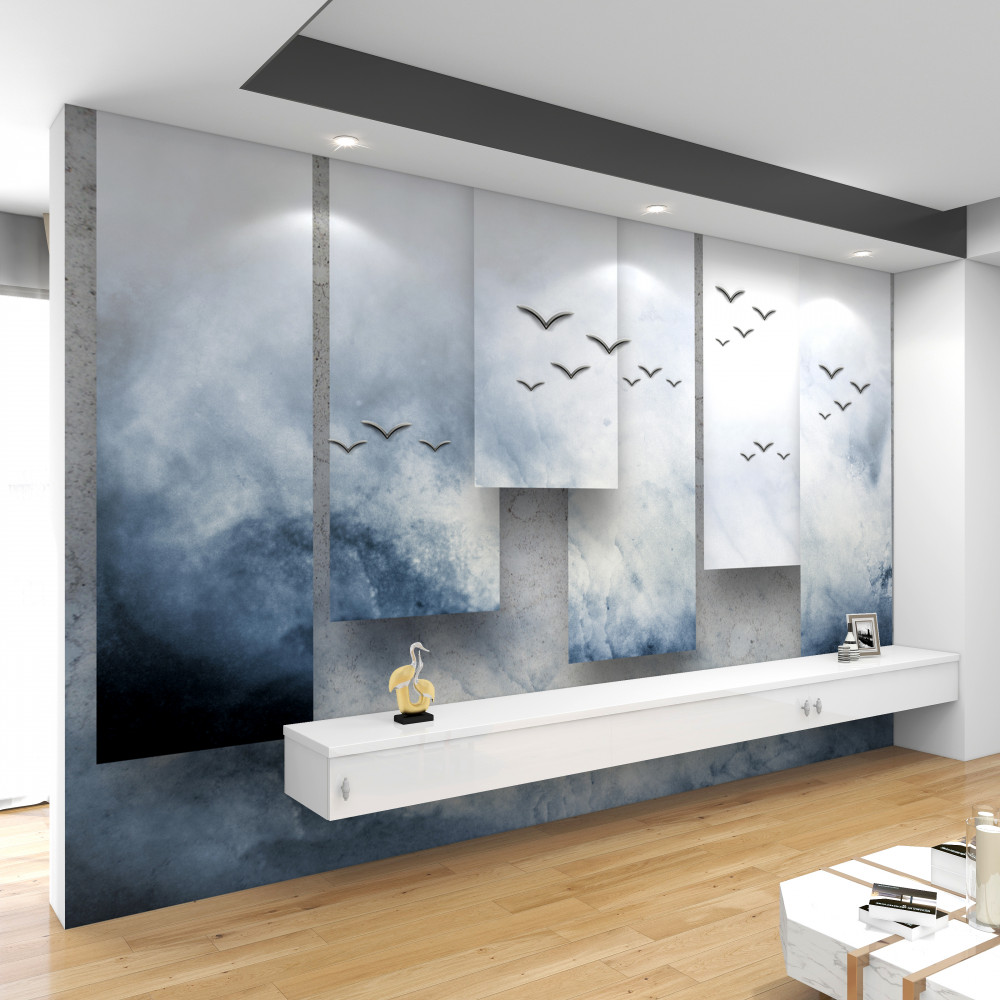 Fototapeta ptaki odlatują od modułów burzowych