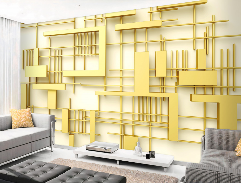 Fototapeta złote kształty geometryczne w złotej siatce