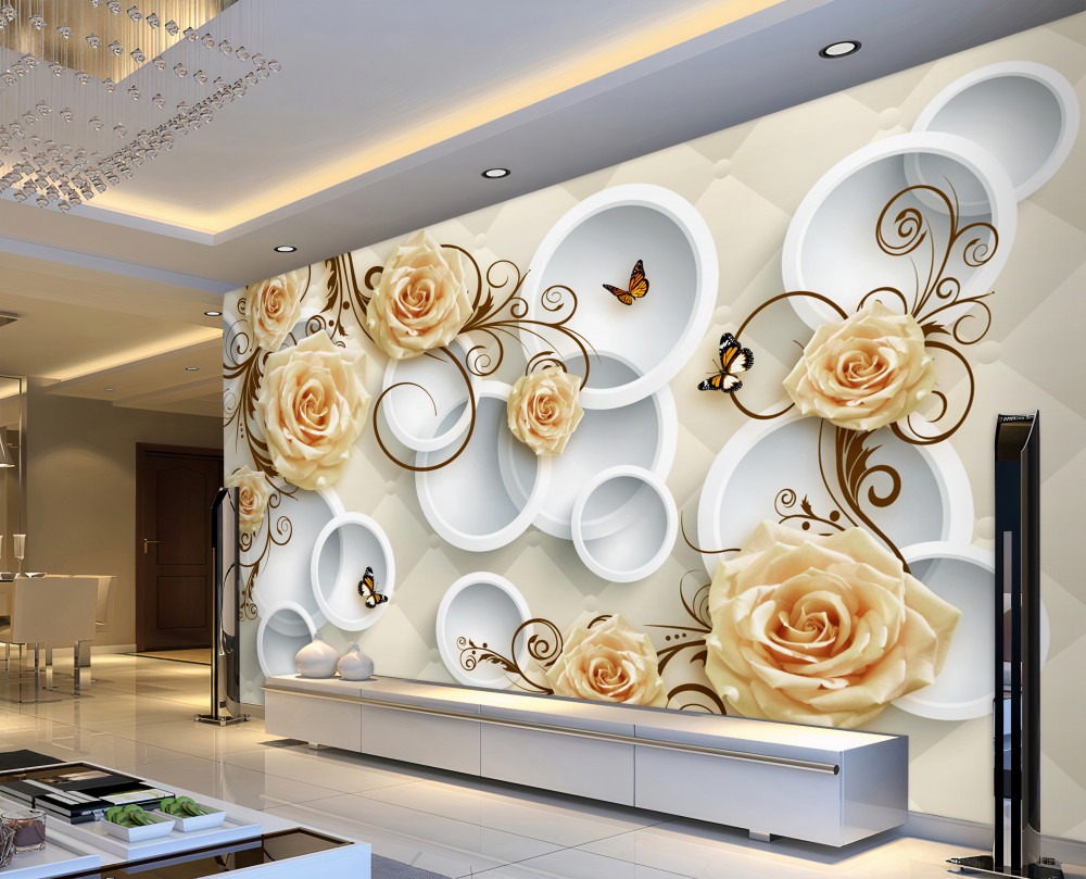 Fototapeta brązowe gałęzie z różami i abstrakcyjnym tłem